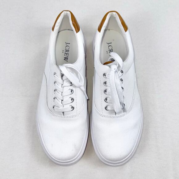 J Crew Factory Men\'s Canvas Lace up Sneaker Size 8 White main image 9